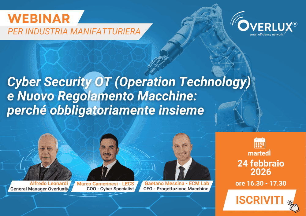 Immagine di anteprima locandina - Webinar Regolamento Macchine e Cyber Security OT